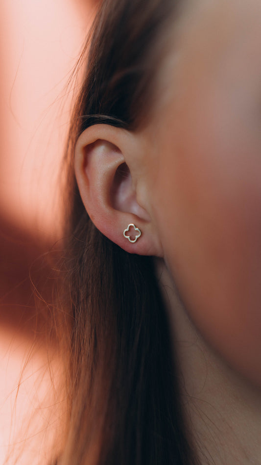 Ohrstecker silbernes Kleeblatt