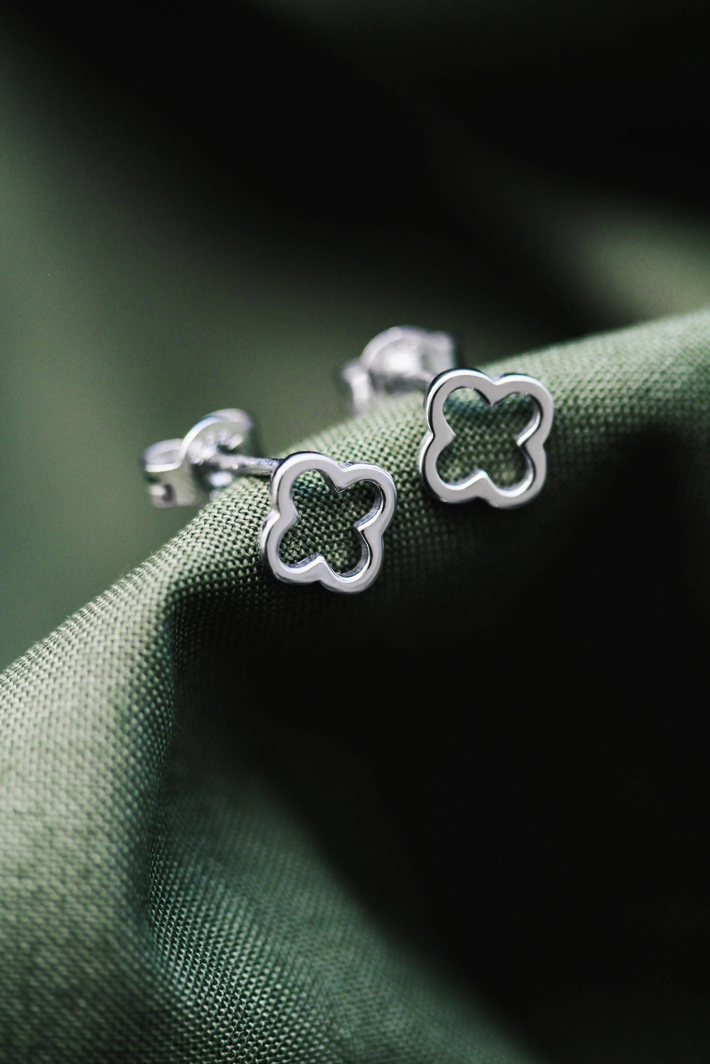 Ohrstecker silbernes Kleeblatt