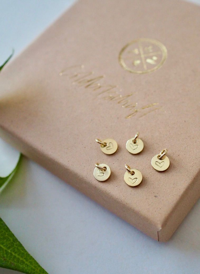 Mini Herz Charm 14 Karat Gold